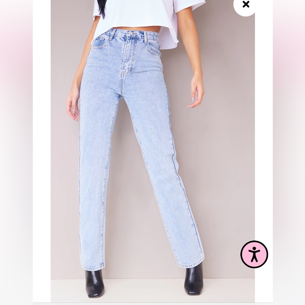 PRETTYLITTLETHING Tall Light Blue Straight Leg Jeans